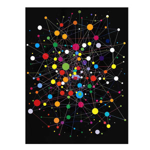 Colorful abstract network canvas art with circles and lines for modern office decor.