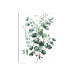 Soft eucalyptus botanical canvas art for calm bedroom decor.