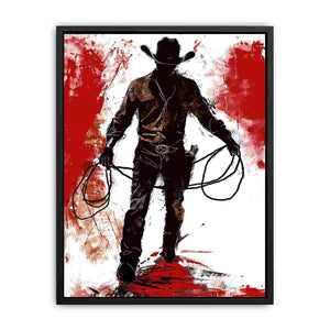Bold western cowboy silhouette wall art for modern rustic office decor.