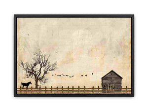 vintage farmstead silhouette canvas print