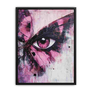 Abstract pink eye painting with expressive brush textures for modern living room and luxury interior decor.