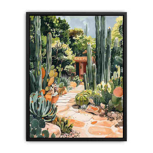 Cactus garden canvas art for Mediterranean living room or entryway decor.