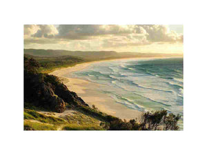 Large coastal beach canvas art with ocean waves for relaxed living room decor.
