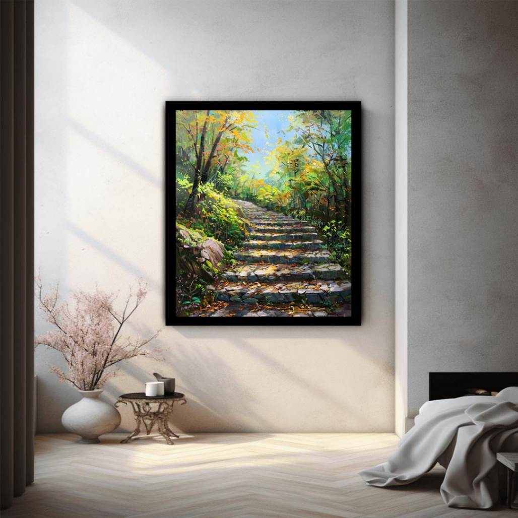 Sunlit Woodland Steps