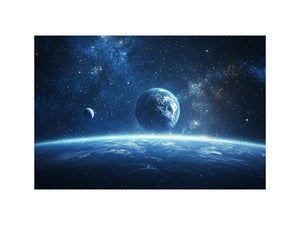Deep space planet canvas art for modern living room decor.