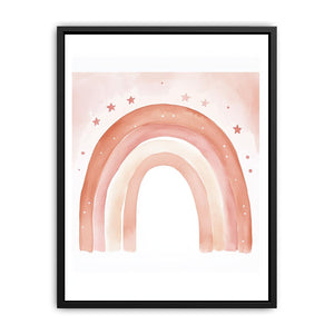 Blush Watercolor Rainbow artwork for modern nursery bedroom and living room decor