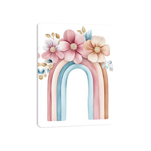 Floral Pastel Rainbow artwork for modern nursery bedroom and living room decor