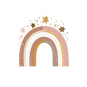 Golden Star Rainbow artwork for modern nursery bedroom and living room decor