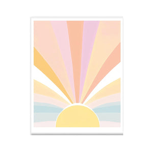 Pastel Sunburst artwork for modern nursery bedroom and living room decor