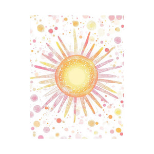 Bright sunburst confetti canvas art for cheerful nursery decor.