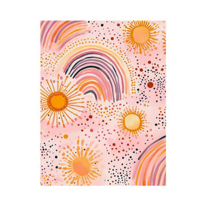 Boho rainbow sun pattern canvas art for cheerful kids bedroom wall decor.