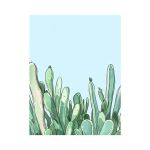Minimal cactus botanical canvas print for soft modern bedroom or office decor.