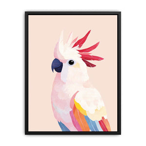 Pastel cockatoo bird canvas art for modern bedroom decor.