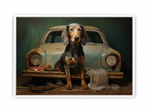 Dog on Car Canvas Print