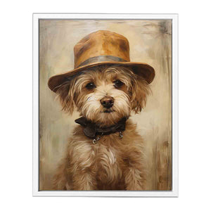 Dog Wearing Hat Art Canvas Print