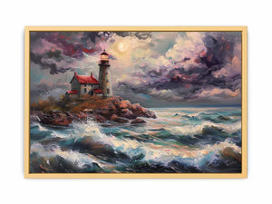 Rocky Shore Lighthouse Art Poster
