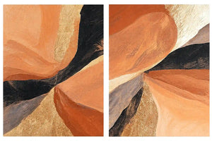 Terracotta abstract canvas art with earthy curves for modern living room decor.