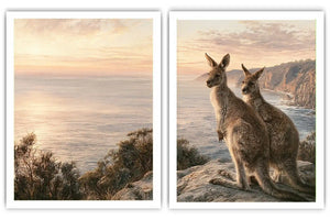Australian kangaroo coastal canvas art for modern living room decor.