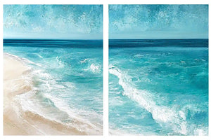 Turquoise beach wave canvas art for fresh modern coastal wall decor.