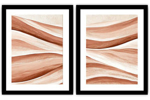 Terracotta abstract flow canvas art for warm boho living room decor.
