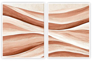Terracotta abstract flow canvas art for warm boho living room decor.