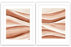 Terracotta abstract flow canvas art for warm boho living room decor.