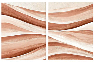 Terracotta abstract flow canvas art for warm boho living room decor.