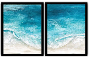Pastel coastal floral diptych artwork for elegant bedroom decor