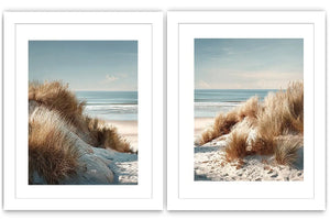 Soft coastal sand dune canvas art for airy modern bedroom decor.
