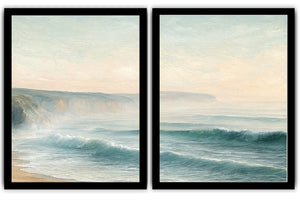 Seafoam wave diptych canvas for living room