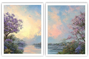 Pastel beach and skyline coastal canvas art