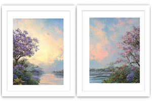 Pastel beach and skyline coastal canvas art