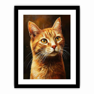Warm orange cat portrait canvas art for cozy bedroom or living room decor.