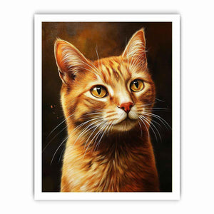 Warm orange cat portrait canvas art for cozy bedroom or living room decor.