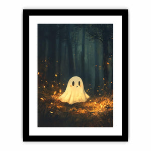 Cute glowing forest ghost canvas art for nursery or kids bedroom decor.