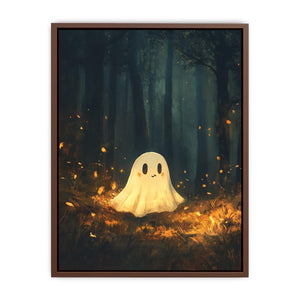 Cute glowing forest ghost canvas art for nursery or kids bedroom decor.