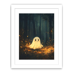 Cute glowing forest ghost canvas art for nursery or kids bedroom decor.