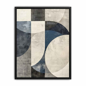 Blue gray geometric abstract canvas art for modern office or living room decor.
