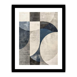 Blue gray geometric abstract canvas art for modern office or living room decor.