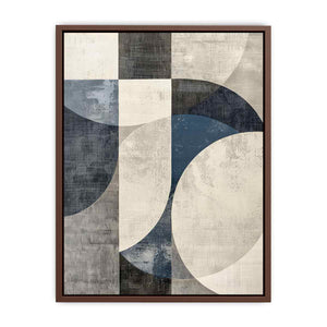 Blue gray geometric abstract canvas art for modern office or living room decor.