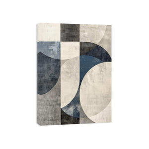 Blue gray geometric abstract canvas art for modern office or living room decor.