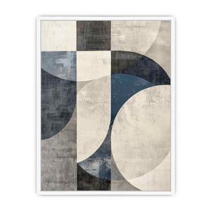 Blue gray geometric abstract canvas art for modern office or living room decor.