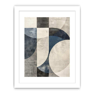 Blue gray geometric abstract canvas art for modern office or living room decor.