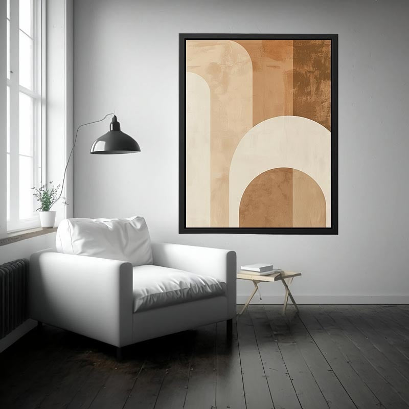 Neutral abstract arches canvas art with warm beige tones for minimalist home decor.