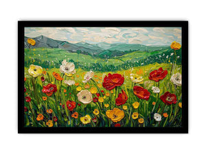 wildflower meadow canvas art for cheerful country living room decor.