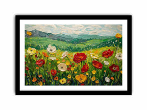 wildflower meadow canvas art for cheerful country living room decor.