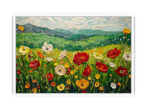 wildflower meadow canvas art for cheerful country living room decor.
