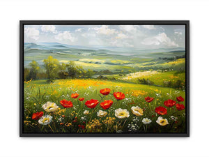 poppy meadow canvas art for peaceful living room decor.