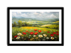 poppy meadow canvas art for peaceful living room decor.
