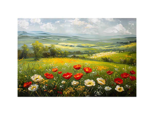 poppy meadow canvas art for peaceful living room decor.